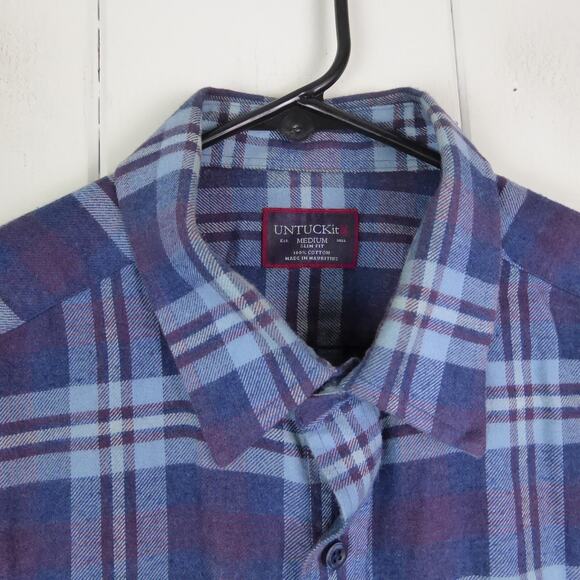 Untuckit Shirt Mens SZ M Slim Fit Flannel Button Up Plaid Outdoors Midweight - Picture 3 of 9